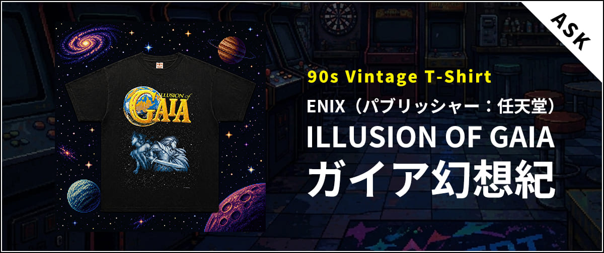 SQUARE ENIX（旧ENIX / パブリッシャー：任天堂） ILLUSION OF GAIA（ガイア幻想紀）【古着/Tシャツ/希少品/90's/ASK品】